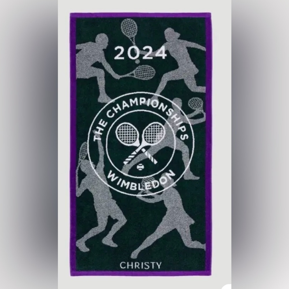 NWT 2024 Wimbledon Tennis On-Court Player Towel Christy 52x27.5 Alcaraz Champion